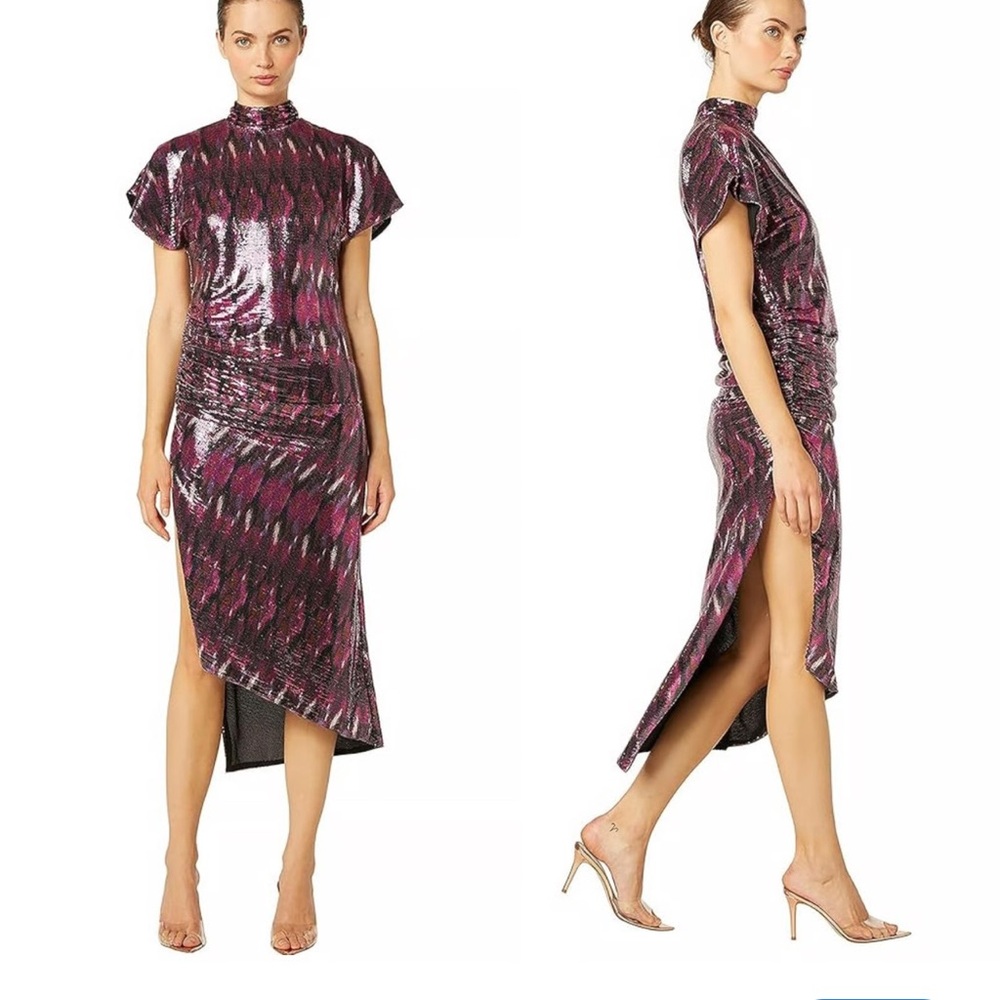 Misa Los Angeles High Low Dress in Pink and Black